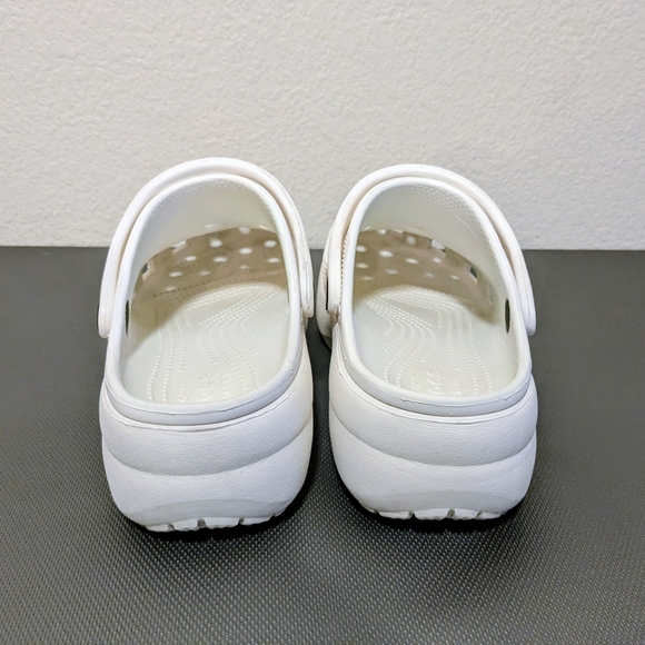 Women's Crocs Pure White Classic Platform Clogs - Picture 3 of 7